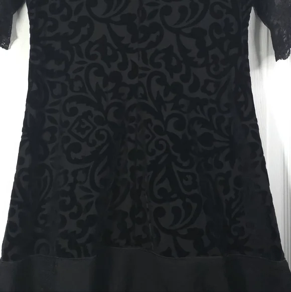 Kollontai Gothic Lolita Lace & Mesh Mini Dress Velvet Back Size L - Picture 8 of 9